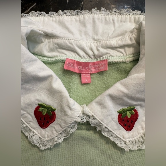 Dolls Kill Strawberry Shortcake Sweatshirt with lace & embroidery details. - Picture 4 of 16